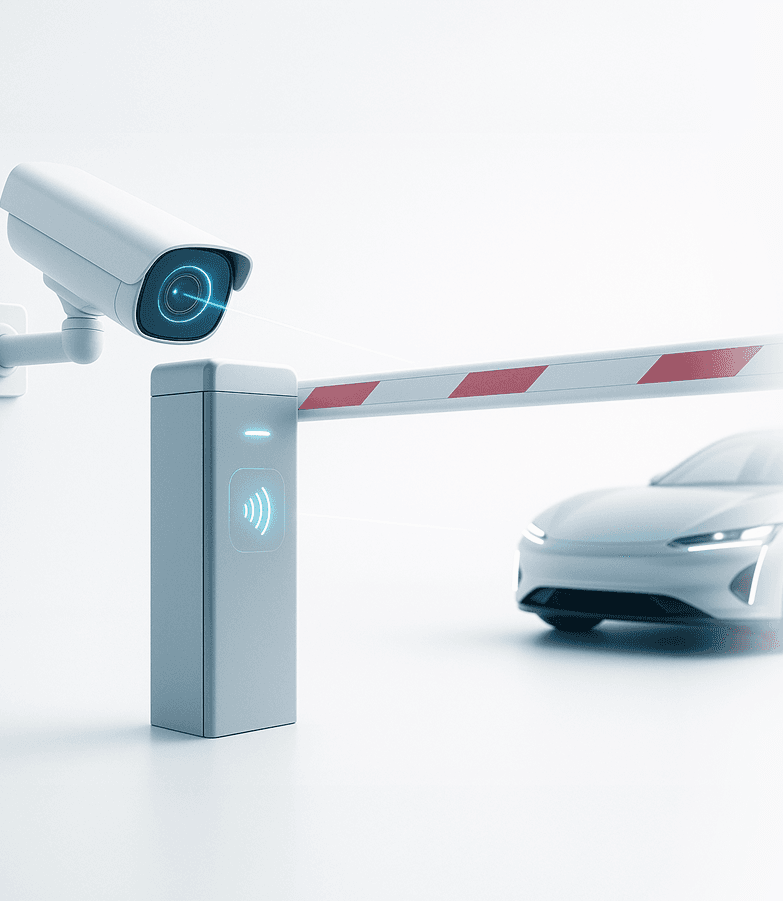 Parking gate with security camera